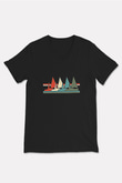 Yelken - Sail Baskılı Unisex Siyah V Yaka Tişört