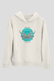 Yengeç Burcu Baskılı Beyaz Unisex Hoodie