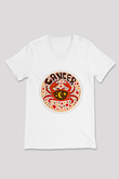 Yengeç Burcu Baskılı Beyaz Unisex V Yaka Tişört - Tshirt
