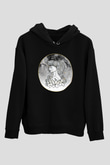 Yengeç Burcu Baskılı Unisex Siyah Hoodie