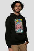 Yengeç Burcu Baskılı Unisex Siyah Hoodie