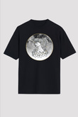 Yengeç Burcu Baskılı Unisex Siyah Oversize Tişört - Tshirt