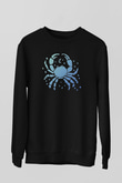 Yengeç Burcu Baskılı Unisex Siyah Sweatshirt