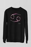 Yengeç Burcu Baskılı Unisex Siyah Sweatshirt