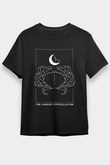 Yengeç Burcu Baskılı Unisex Siyah Tişört - Tshirt
