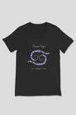 Yengeç Burcu Baskılı Unisex Siyah V Yaka Tişört - Tshirt