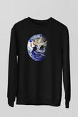 Yer yüzü Siyah Unisex Sweatshirt