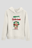 Yılbaşı Beyaz Unisex Kapüşonlu Sweatshirt
