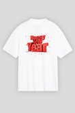 Yılbaşı Beyaz Unisex Oversize Tişört T-Shirt