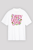 Yılbaşı Beyaz Unisex Oversize Tişört T-Shirt