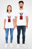Yılbaşı Beyaz Unisex V Yaka Tişört