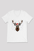 Yılbaşı Beyaz Unisex V Yaka Tişört T-Shirt