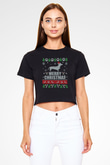 Yılbaşı Siyah  Crop Top Tişört