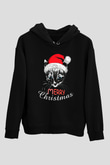 Yılbaşı Siyah Unisex Kapüşonlu Sweatshirt