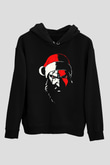Yılbaşı Siyah Unisex Kapüşonlu Sweatshirt