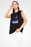 Yılbaşı Siyah Unisex Kolsuz Tişört