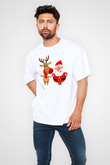 Yılbaşı Yeni Yıl Christmas Beyaz Unisex Oversize Tişört T-Shirt