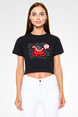 Yılbaşı Yeni Yıl Siyah Crop Top Tişört
