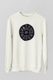 Yıldız Haritaları Baskılı Beyaz Unisex Sweatshirt