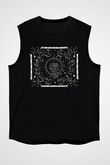 Yıldız Haritaları Baskılı Unisex Siyah Kolsuz Tişört - Tshirt