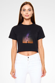 Yıldız Siyah Crop Top Tişört
