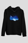 Yıldız Siyah Unisex Kapüşonlu Sweatshirt