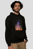 Yıldız Siyah Unisex Kapüşonlu Sweatshirt