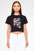 Yo-kai Watch Siyah  Crop Top Tişört