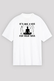 Yoga Baskılı Unisex Beyaz Oversize Tişört - Tshirt