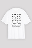 Yoga Baskılı Unisex Beyaz Oversize Tişört - Tshirt