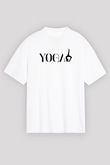 Yoga Baskılı Unisex Beyaz Oversize Tişört - Tshirt