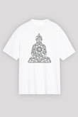 Yoga Baskılı Unisex Beyaz Oversize Tişört - Tshirt