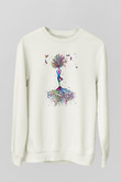 Yoga Baskılı Unisex Ekru Sweatshirt