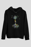 Yoga Baskılı Unisex Siyah Kapüşonlu Sweatshirt