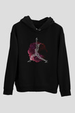 Yoga Baskılı Unisex Siyah Kapüşonlu Sweatshirt