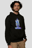 Yoga Baskılı Unisex Siyah Kapüşonlu Sweatshirt