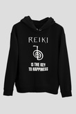Yoga Baskılı Unisex Siyah Kapüşonlu Sweatshirt