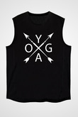 Yoga Baskılı Unisex Siyah Kolsuz Tişört