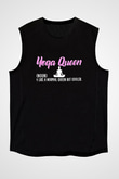 Yoga Baskılı Unisex Siyah Kolsuz Tişört