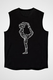 Yoga Baskılı Unisex Siyah Kolsuz Tişört