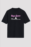 Yoga Baskılı Unisex Siyah Oversize Tişört