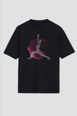 Yoga Baskılı Unisex Siyah Oversize Tişört