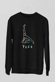 Yoga Baskılı Unisex Siyah Sweatshirt