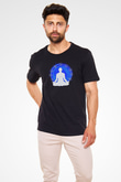 Yoga Baskılı Unisex Siyah Tişört - Tshirt