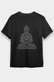Yoga Baskılı Unisex Siyah Tişört - Tshirt