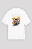 Yoga Yoda Baskılı Unisex Beyaz Tişört