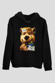 Yogi Bear Ayı Yogi Siyah Unisex Kapüşonlu Sweatshirt