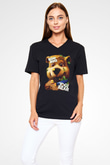 Yogi Bear Ayı Yogi Siyah Unisex V Yaka Tişört