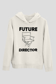 Yönetmen Beyaz Unisex Kapüşonlu Sweatshirt