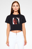 Young Thug Baskılı Crop Top Siyah Kadın Tişört